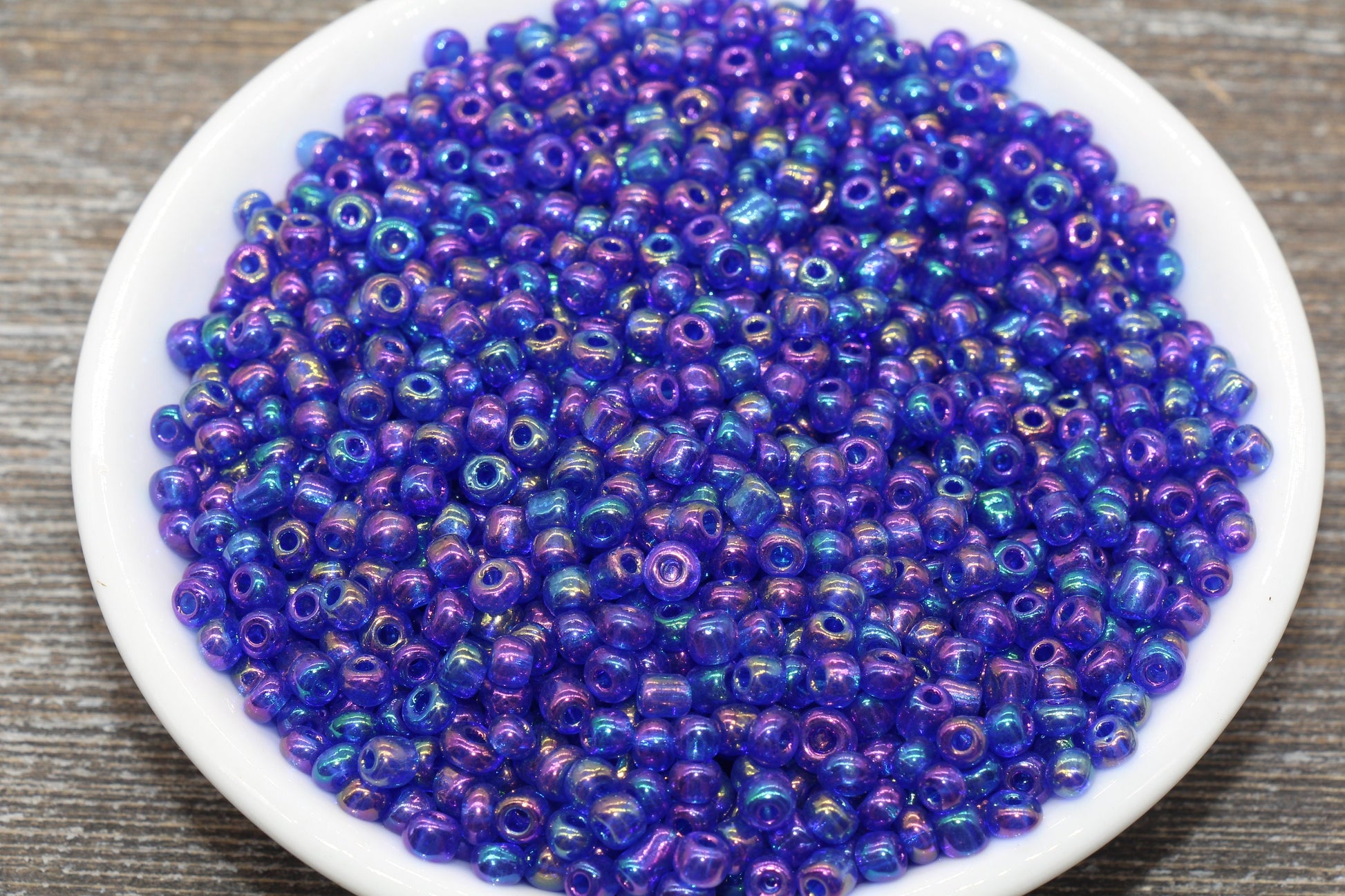 Iridescent Glass Seed Beads, 4mm 6/0 Glass Round Seed Beads, Purple AB Opaque Seed Beads, Rocailles Beads, Beading Supplies #1160