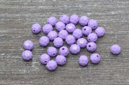 8mm Purple Faceted Gumball Beads, Round Acrylic Loose Beads, Chunky Beads, Faceted Plastic Beads, Bubble Gum Beads #1052