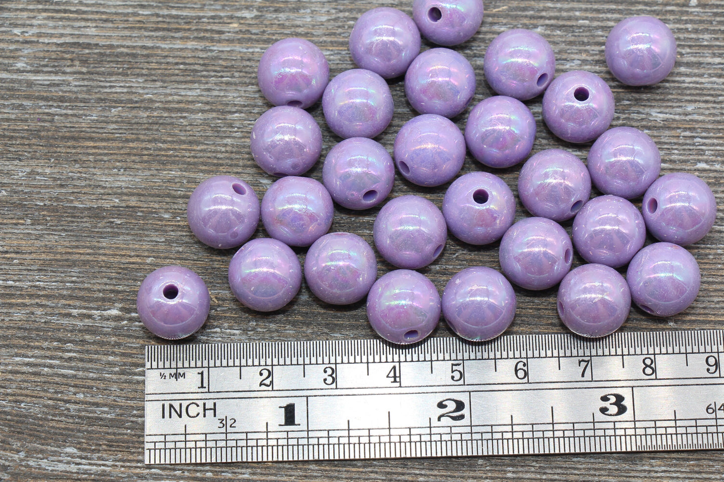 12mm Purple AB Gumball Beads, Iridescent Acrylic Loose Beads, Solid Bubblegum Beads, Chunky Beads, Glossy Smooth Round Plastic Beads #1057