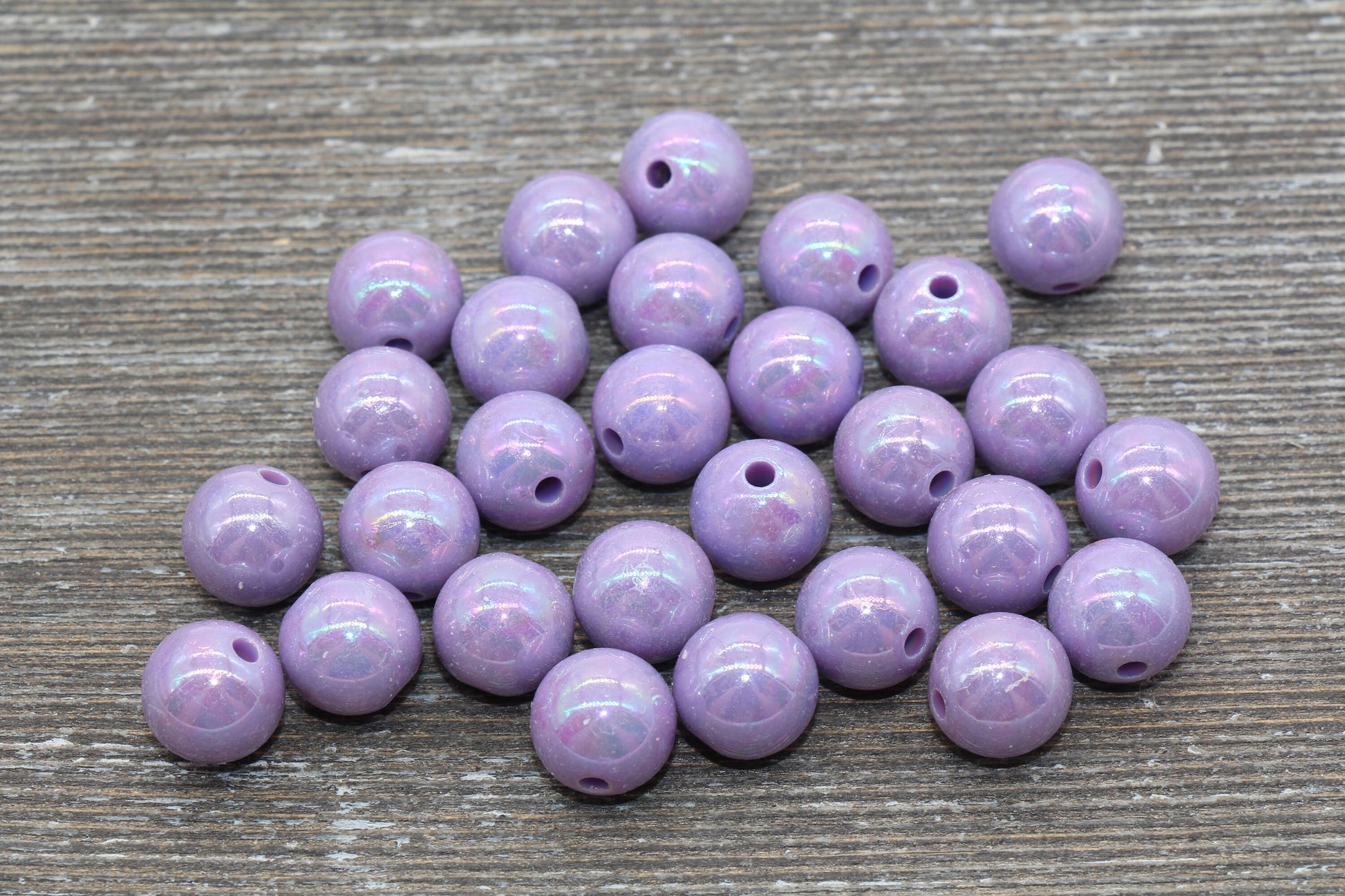 12mm Purple AB Gumball Beads, Iridescent Acrylic Loose Beads, Solid Bubblegum Beads, Chunky Beads, Glossy Smooth Round Plastic Beads #1057