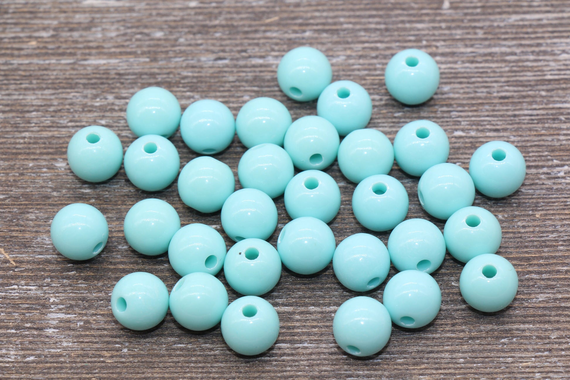 10mm Light Cyan Gumball Beads, Round Acrylic Loose Beads, Bubblegum Beads, Chunky Beads, Bubble Gum Beads, Smooth Plastic Round Beads #1062