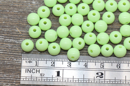 8mm Pale Green Gumball Beads, Round Acrylic Loose Beads, Bubblegum Beads, Chunky Beads, Bubble Gum Beads, Smooth Plastic Round Beads #1063