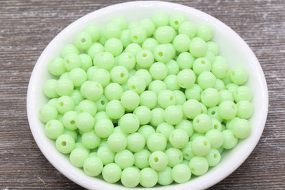 8mm Pale Green Gumball Beads, Round Acrylic Loose Beads, Bubblegum Beads, Chunky Beads, Bubble Gum Beads, Smooth Plastic Round Beads #1063