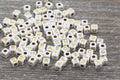 4.8mm White Gold Acrylic Cube Letter Beads