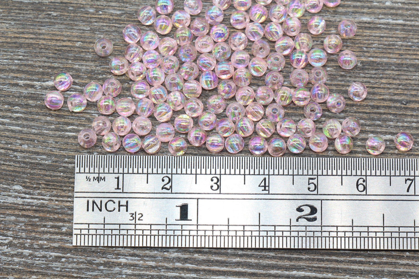 4mm Baby Pink AB Round Beads, Iridescent Acrylic Gumball Beads, Transparent Round Spacer Beads, Bubblegum Beads, Plastic Round Bead #1075