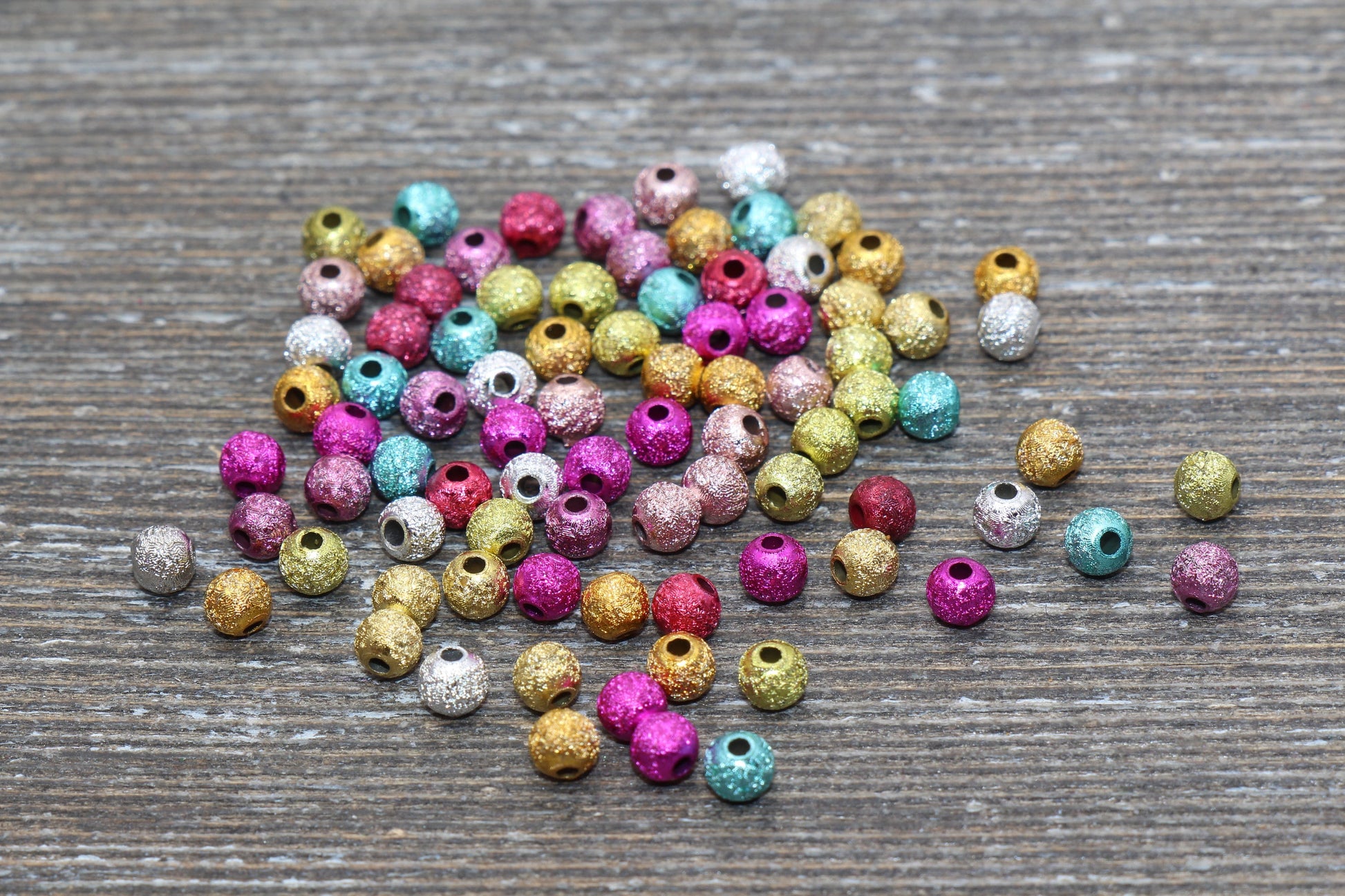 4mm Stardust Beads, Wrinkle Gumball Beads, Multicolored Round Acrylic Loose Beads, Bubblegum Beads, Chunky Beads, Bubble Gum Beads, #1076