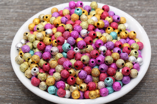 6mm Stardust Beads, Multicolored Wrinkle Gumball Beads, Round Acrylic Loose Beads, Bubblegum Beads, Chunky Beads, Bubble Gum Beads, #1077