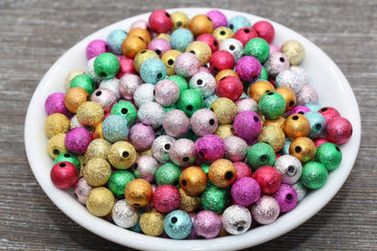 8mm Stardust Beads, Wrinkle Gumball Beads, Multicolored Round Acrylic Loose Beads, Bubblegum Beads, Chunky Beads, Bubble Gum Beads, #1078