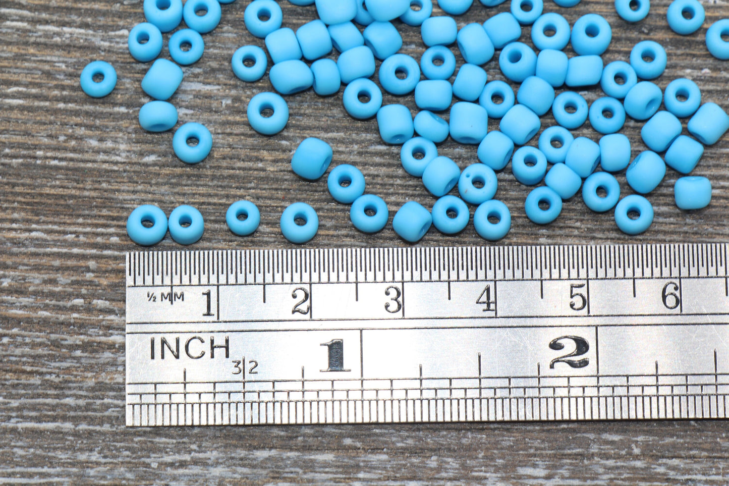 Matte Glass Seed Beads, 4mm 6/0 Glass Round Seed Beads, Matte Blue Seed Beads, Blue Glass Rocailles Beads, Beading Supplies #1089