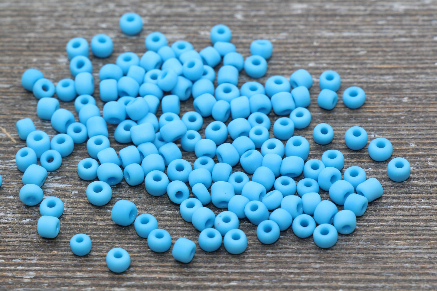 Matte Glass Seed Beads, 4mm 6/0 Glass Round Seed Beads, Matte Blue Seed Beads, Blue Glass Rocailles Beads, Beading Supplies #1089