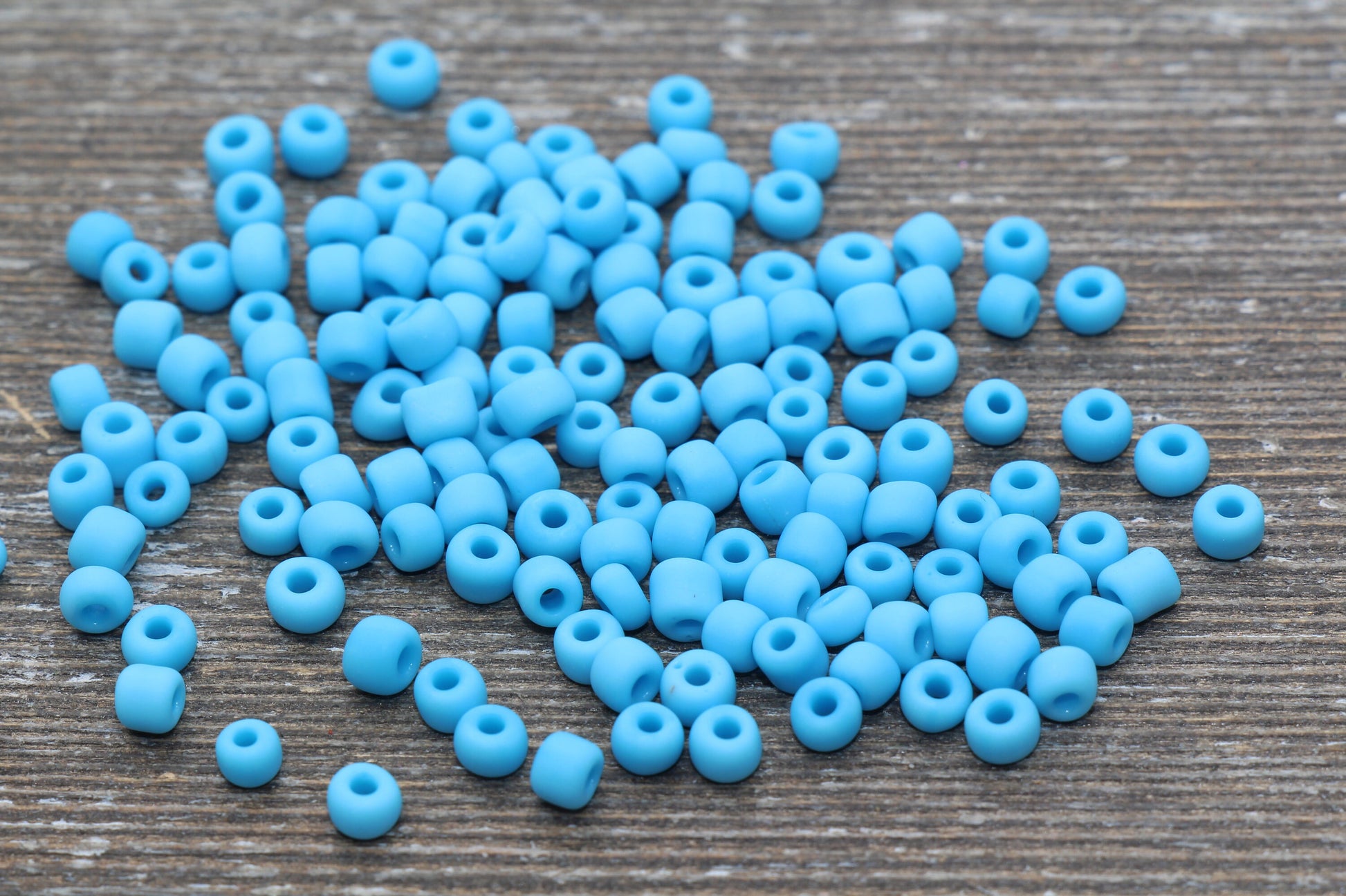 Matte Glass Seed Beads, 4mm 6/0 Glass Round Seed Beads, Matte Blue Seed Beads, Blue Glass Rocailles Beads, Beading Supplies #1089