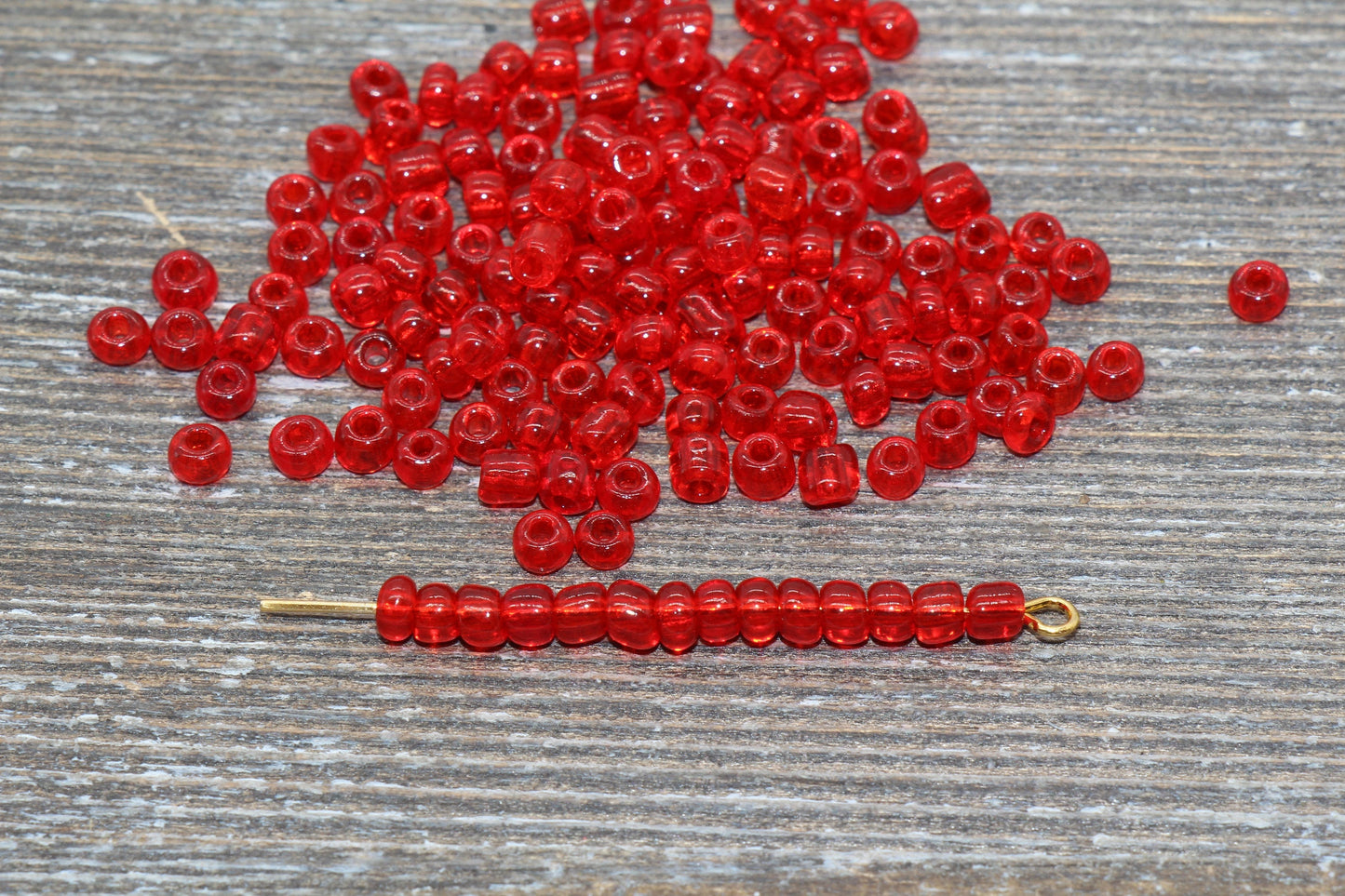 Transparent Glass Seed Beads, 4mm 6/0 Glass Round Seed Beads, Red Trans Seed Beads, Rocailles Beads, Beading Supplies #1109