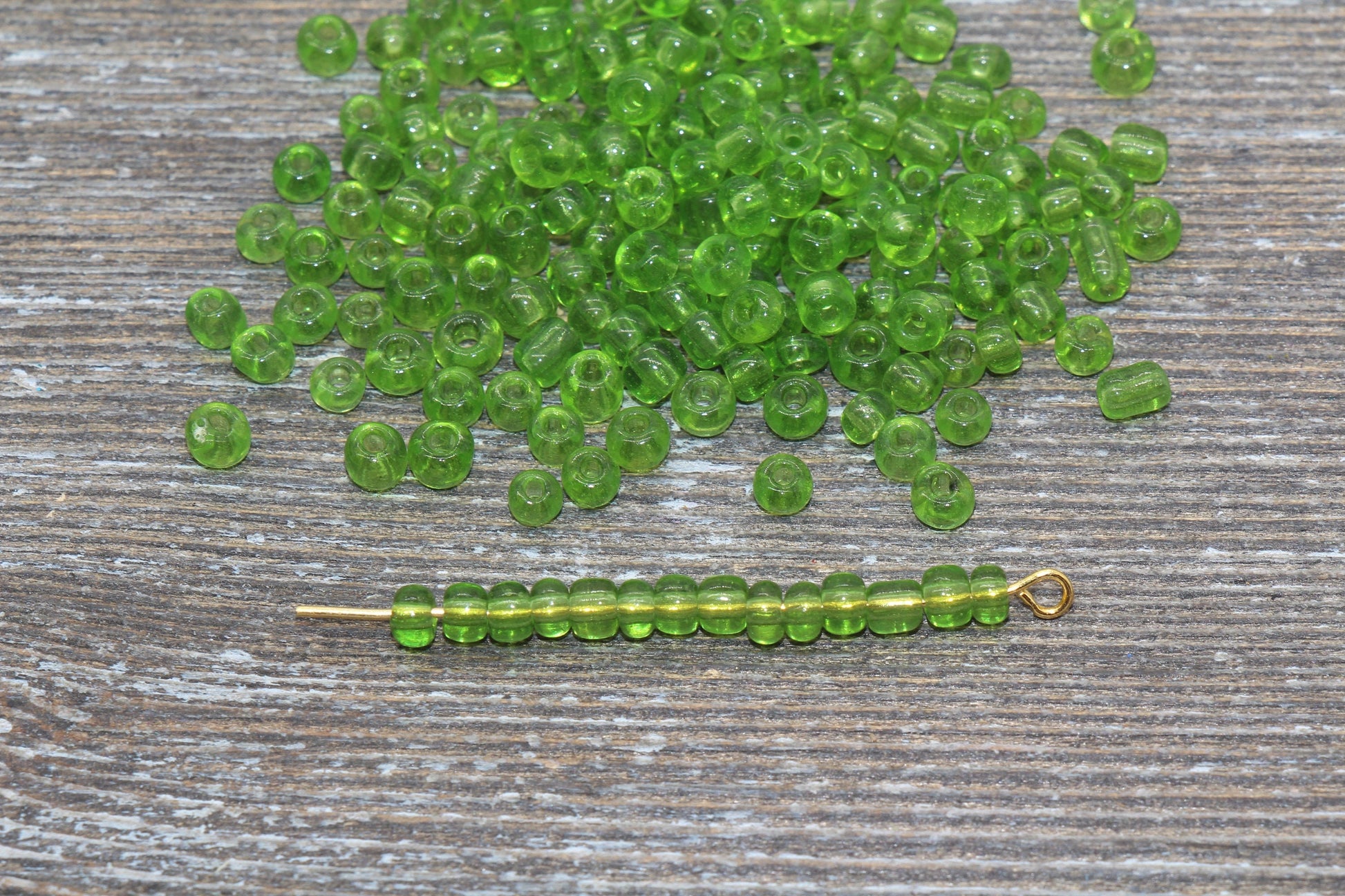 Transparent Glass Seed Beads, 4mm 6/0 Glass Round Seed Beads, Olive Green Trans Seed Beads, Rocailles Beads, Beading Supplies #1111