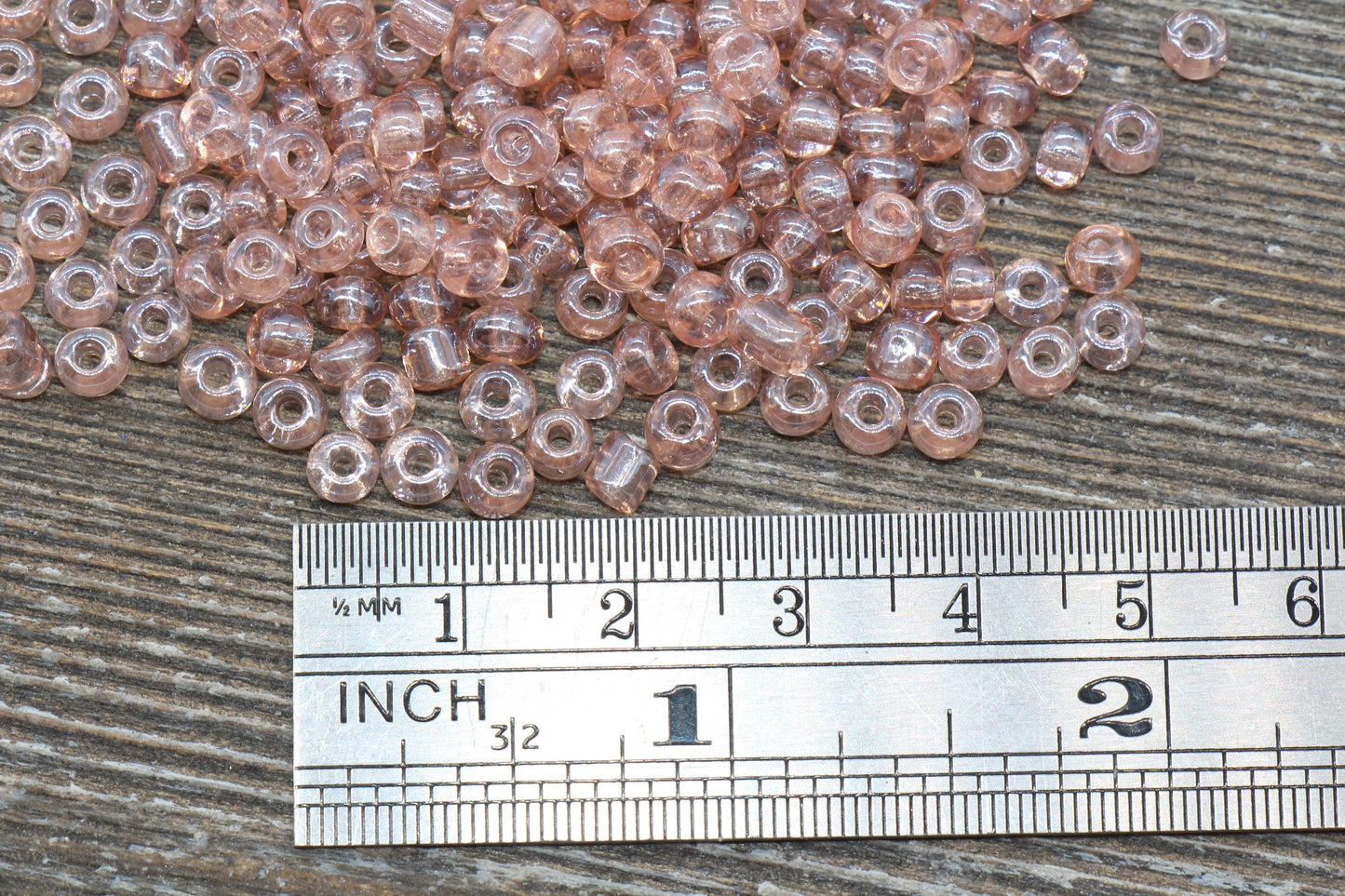 Glossy Transparent Glass Seed Beads, 4mm 6/0 Glass Round Seed Beads, Blush Trans Seed Beads, Rocailles Beads, Beading Supplies #1116