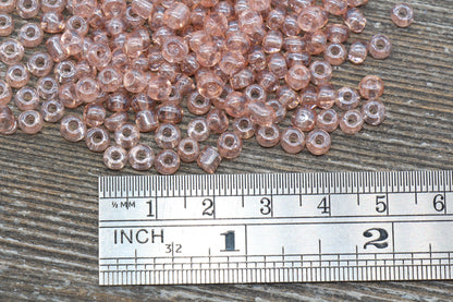 Glossy Transparent Glass Seed Beads, 4mm 6/0 Glass Round Seed Beads, Blush Trans Seed Beads, Rocailles Beads, Beading Supplies #1116