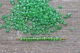 Glossy Transparent Glass Seed Beads, 4mm 6/0 Glass Round Seed Beads, Green Trans Seed Beads, Rocailles Beads, Beading Supplies #1120