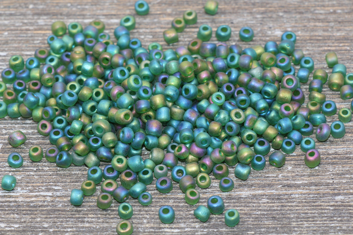 Matte Iridescent Glass Seed Beads, 4mm 6/0 Glass Round Seed Beads, Matte Rainbow AB Seed Beads, Rocailles Beads, Beading Supplies #1170