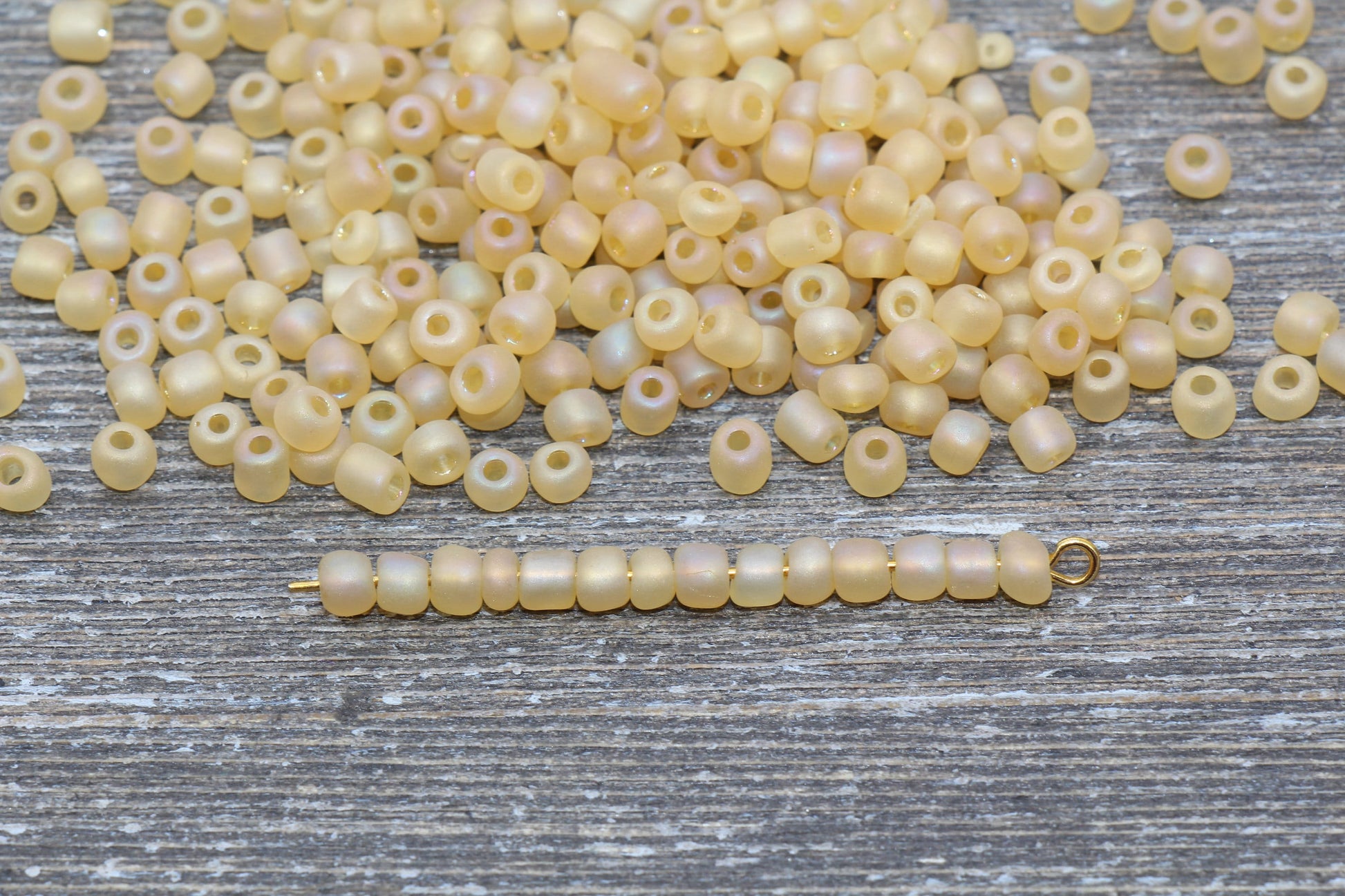 Matte Iridescent Glass Seed Beads, 4mm 6/0 Glass Round Seed Beads, Matte Champagne AB Seed Beads, Rocailles Beads, Beading Supplies #1172