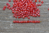 Glossy Transparent Glass Seed Beads, 4mm 6/0 Glass Round Seed Beads, Red Trans Seed Beads, Rocailles Beads, Beading Supplies #1121