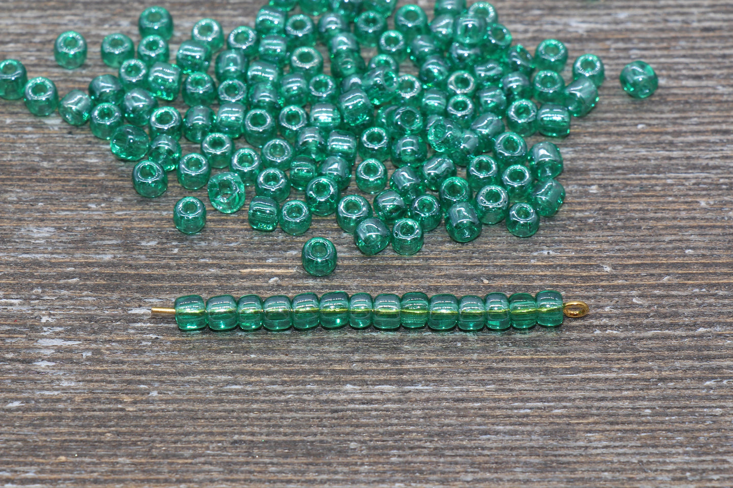 Glossy Transparent Glass Seed Beads, 4mm 6/0 Glass Round Seed Beads, Emerald Green Trans Seed Beads, Rocailles Beads, Beading Supplies #1123