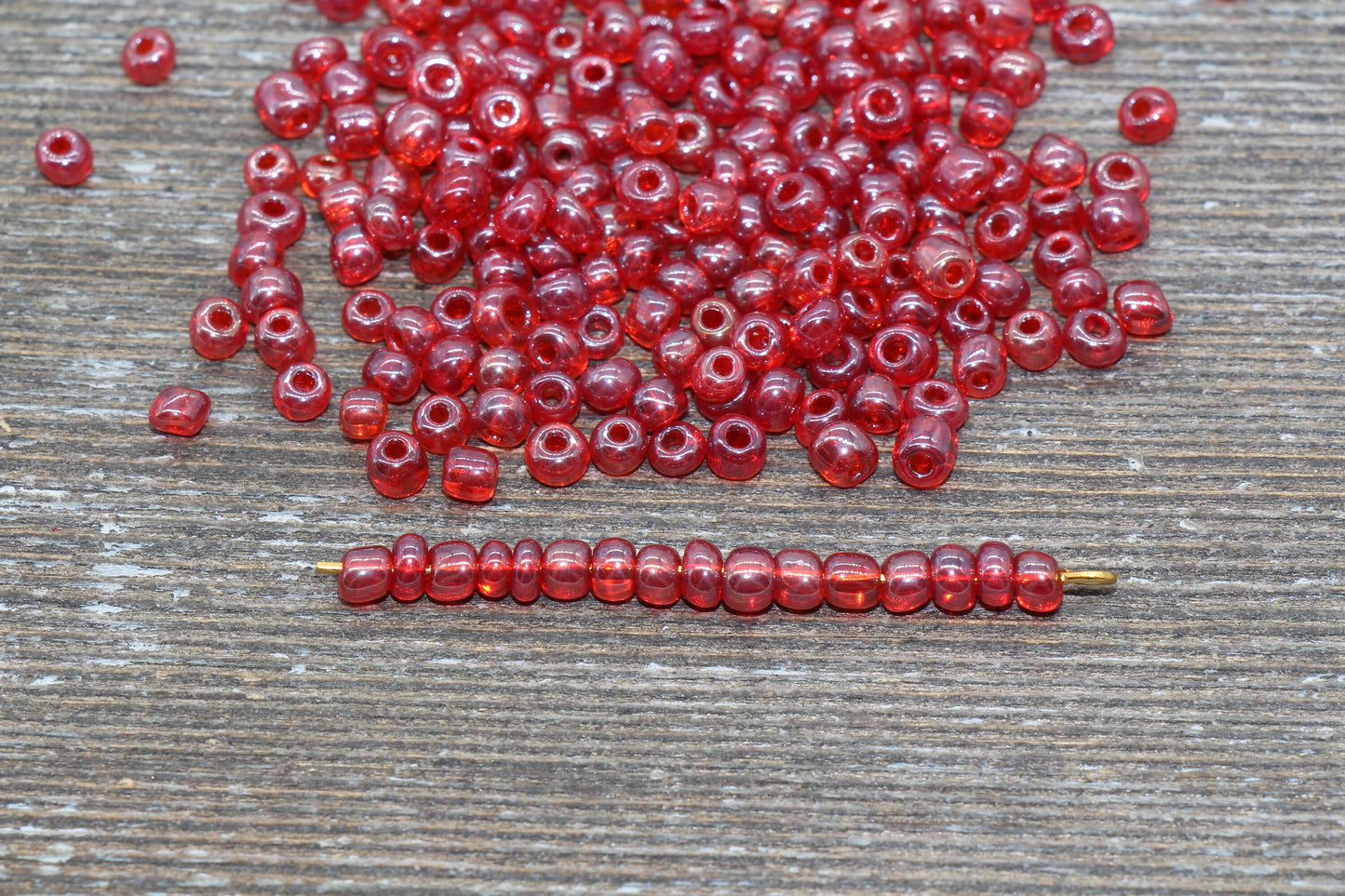 Glossy Transparent Glass Seed Beads, 4mm 6/0 Glass Round Seed Beads, Dark Red Trans Seed Beads, Rocailles Beads, Beading Supplies #1125