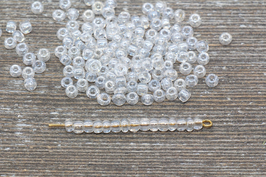 Glossy Transparent Glass Seed Beads, 4mm 6/0 Glass Round Seed Beads, Clear Trans Seed Beads, Rocailles Beads, Beading Supplies #1127