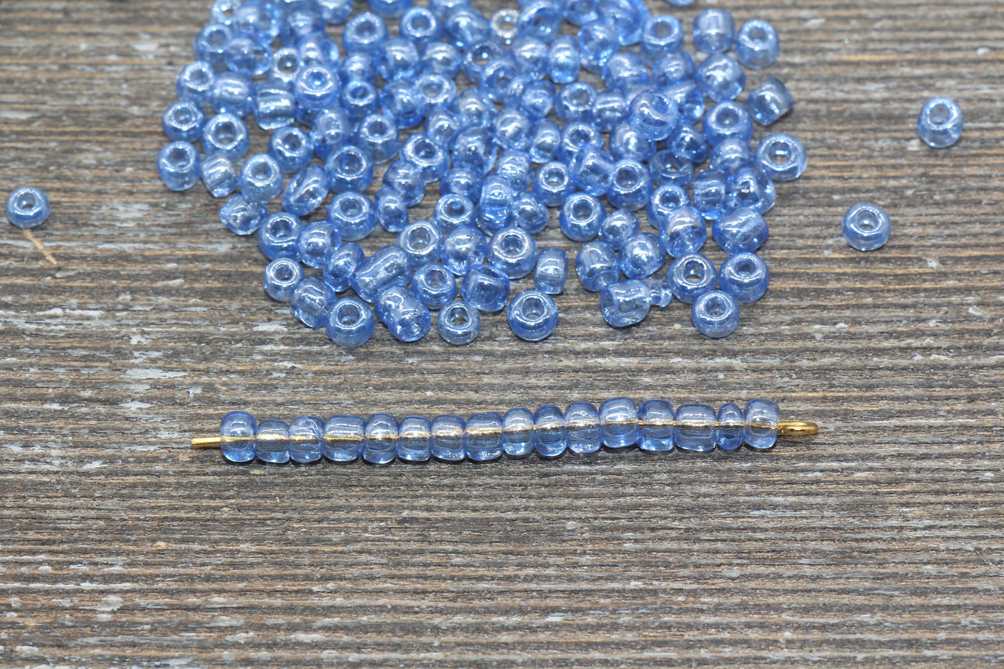 Glossy Transparent Glass Seed Beads, 4mm 6/0 Glass Round Seed Beads, Cornflower Blue Trans Seed Beads, Rocailles Beads, Beading #1128