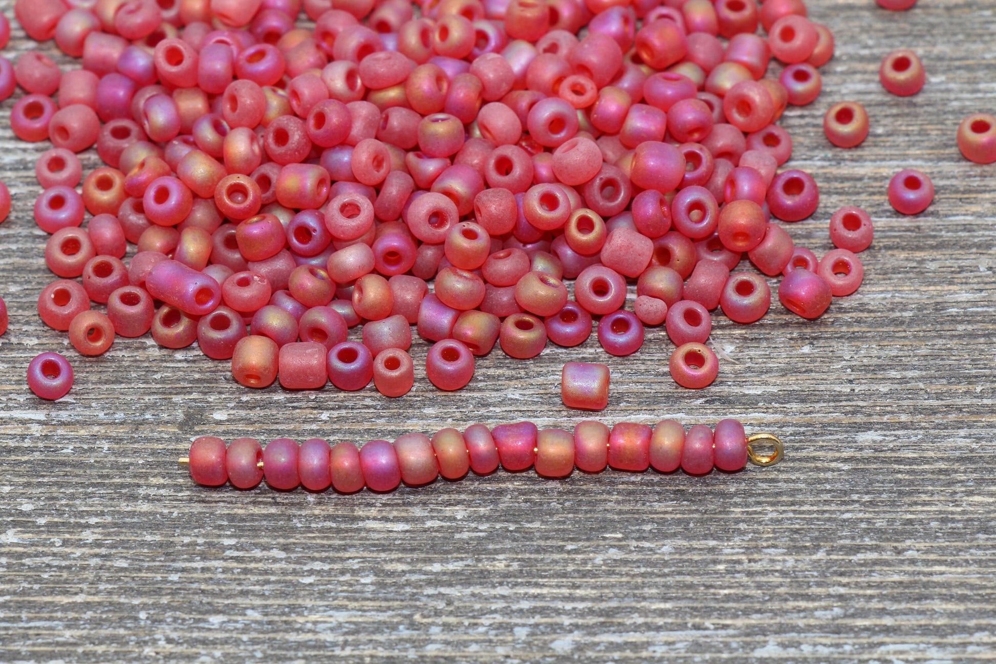 Matte Iridescent Glass Seed Beads, 4mm 6/0 Glass Round Seed Beads, Matte Red AB Seed Beads, Rocailles Beads, Beading Supplies #1176