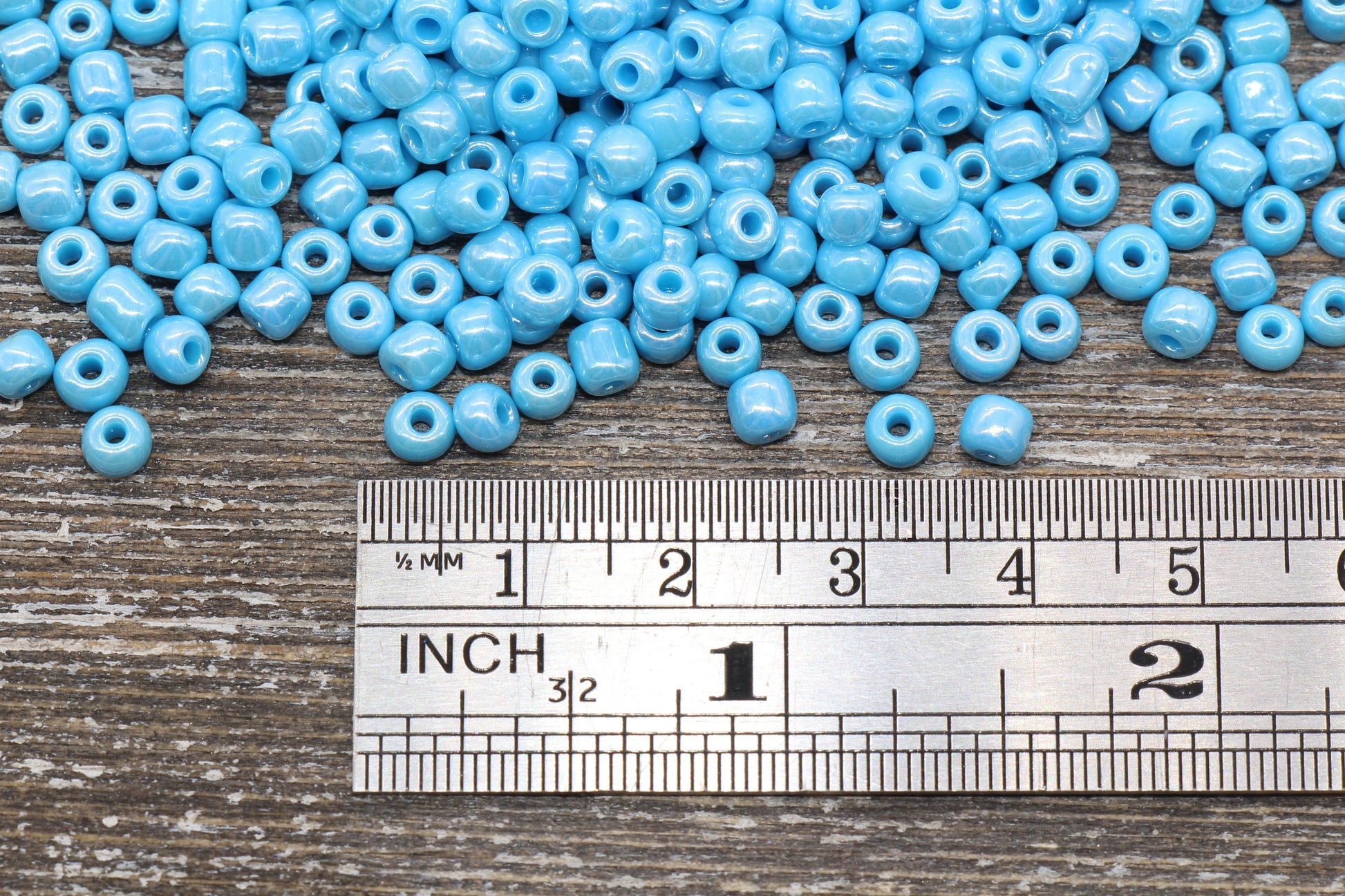 Glossy Glass Seed Beads, 4mm 6/0 Glass Round Seed Beads, Blue Opaque Seed Beads, Rocailles Beads, Beading Supplies #1182