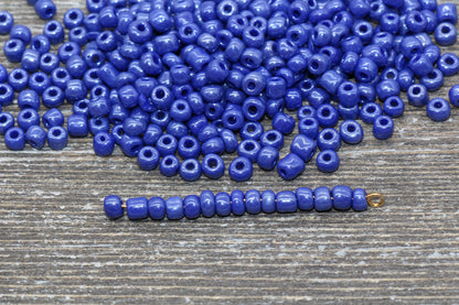 Glossy Glass Seed Beads, 4mm 6/0 Glass Round Seed Beads, Dark Blue Opaque Seed Beads, Rocailles Beads, Beading Supplies #1186