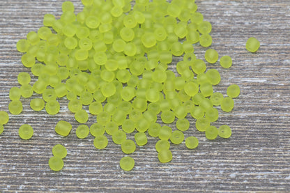 Matte Glass Seed Beads, 4mm 6/0 Glass Round Seed Beads, Matte Light Green Trans Seed Beads, Rocailles Beads, Beading Supplies #1140