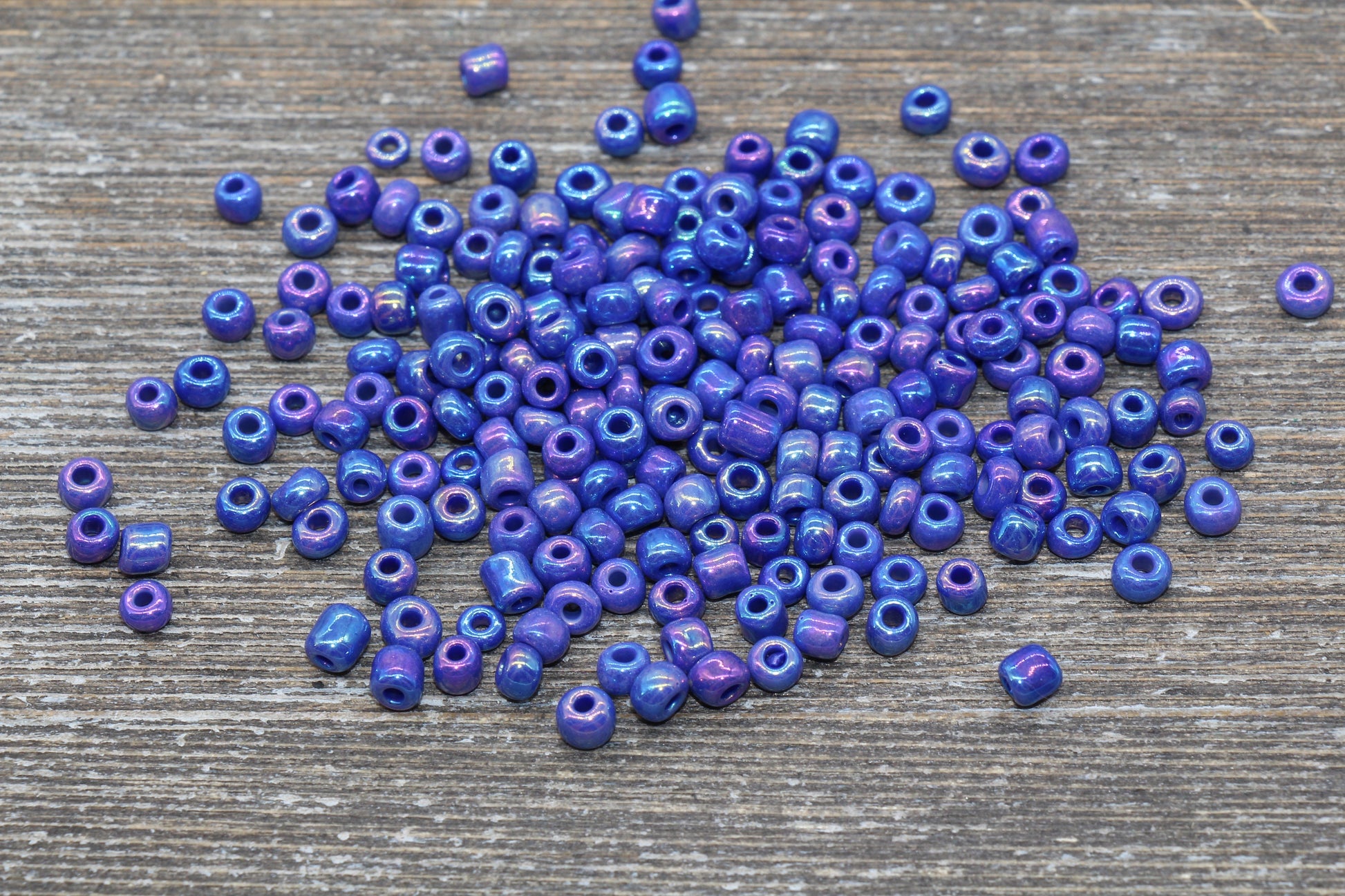 Iridescent Glass Seed Beads, 4mm 6/0 Glass Round Seed Beads, Purple AB Opaque Seed Beads, Rocailles Beads, Beading Supplies #1158