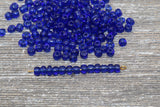 Transparent Glass Seed Beads, 4mm 6/0 Glass Round Seed Beads, Royal Blue Trans Seed Beads, Rocailles Beads, Beading Supplies #1154