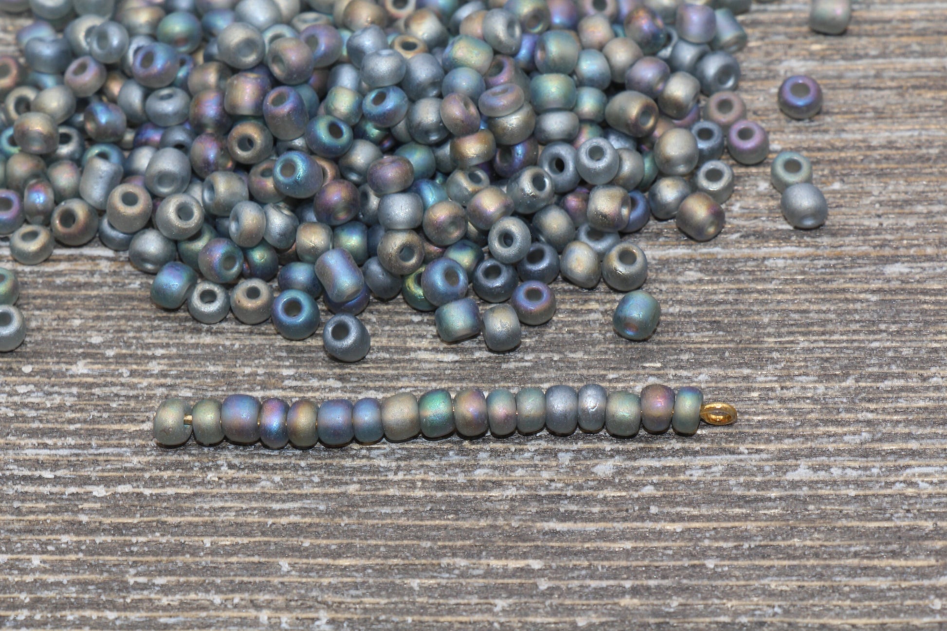 Matte Iridescent Glass Seed Beads, 4mm 6/0 Glass Round Seed Beads, Matte Gray AB Seed Beads, Rocailles Beads, Beading Supplies #1175