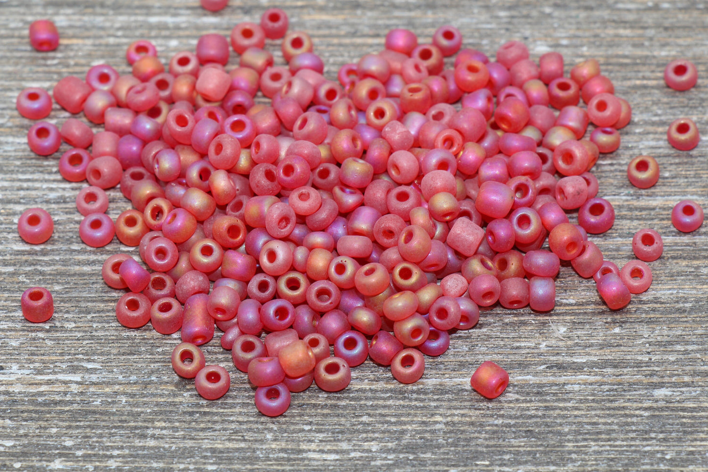 Matte Iridescent Glass Seed Beads, 4mm 6/0 Glass Round Seed Beads, Matte Red AB Seed Beads, Rocailles Beads, Beading Supplies #1176