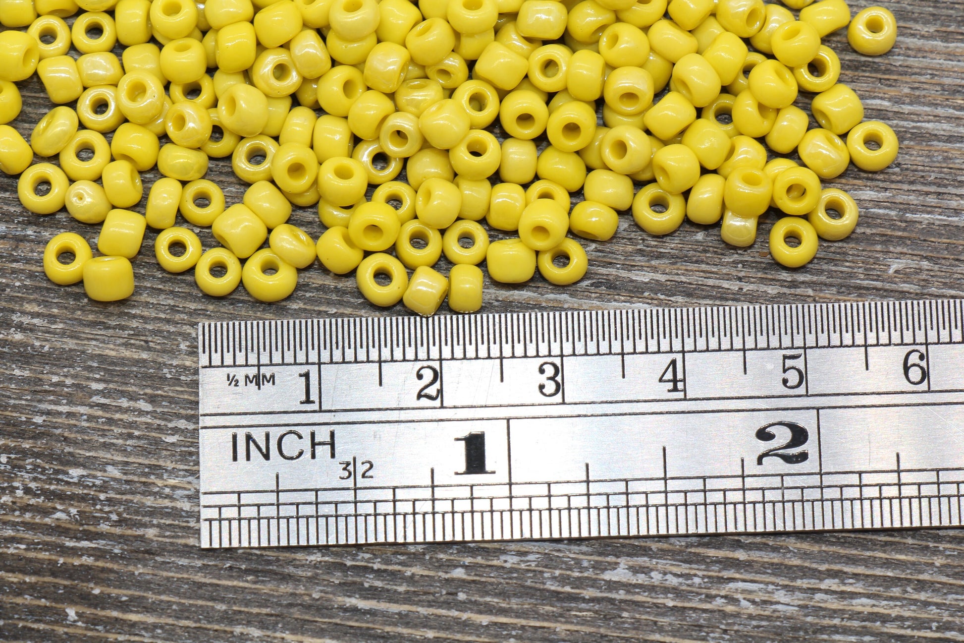 Glossy Glass Seed Beads, 4mm 6/0 Glass Round Seed Beads, Yellow Opaque Seed Beads, Rocailles Beads, Beading Supplies #1183