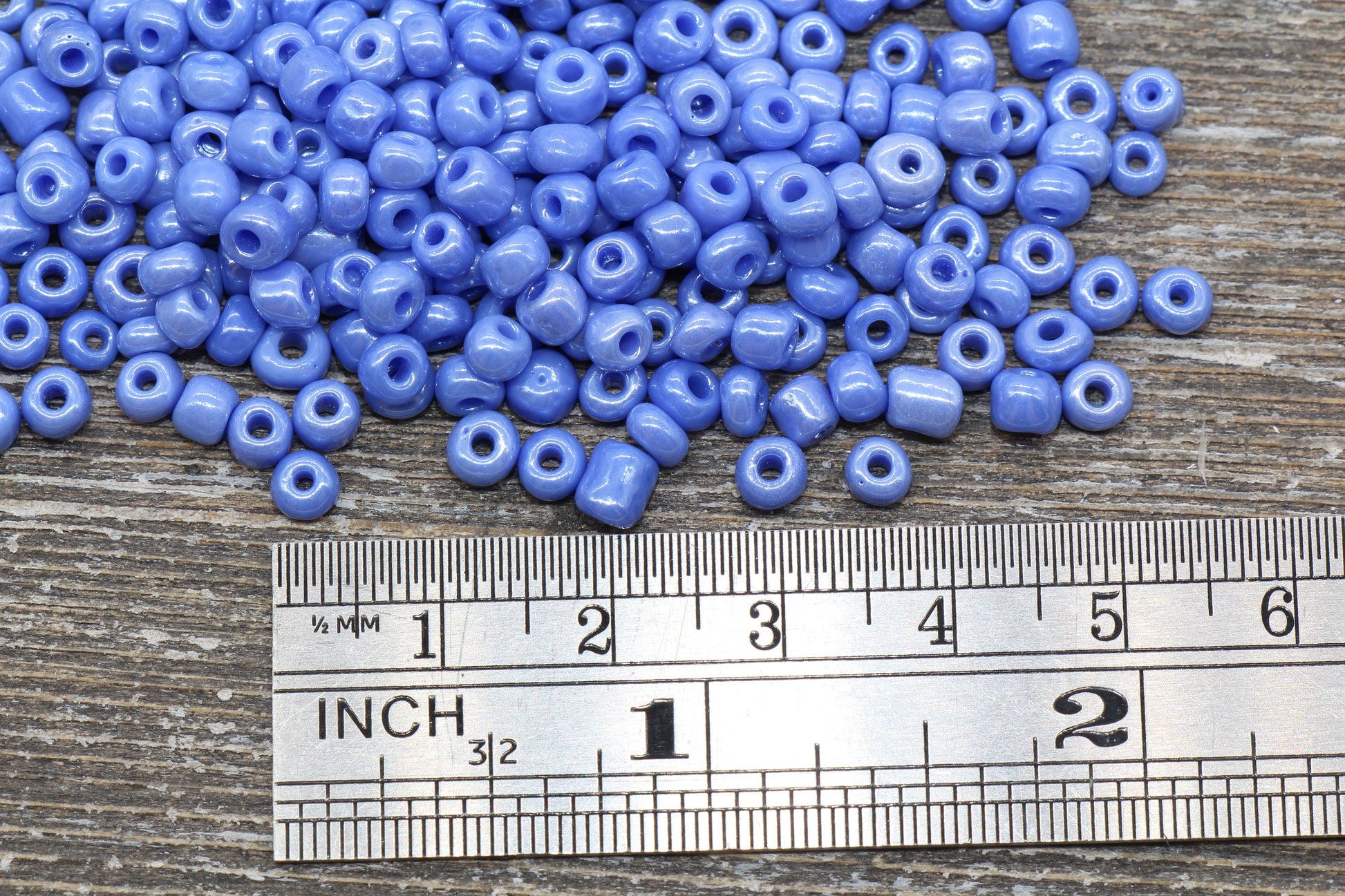 Glossy Glass Seed Beads, 4mm 6/0 Glass Round Seed Beads, Blue Opaque Seed Beads, Rocailles Beads, Beading Supplies #1187