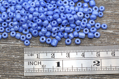 Glossy Glass Seed Beads, 4mm 6/0 Glass Round Seed Beads, Blue Opaque Seed Beads, Rocailles Beads, Beading Supplies #1187