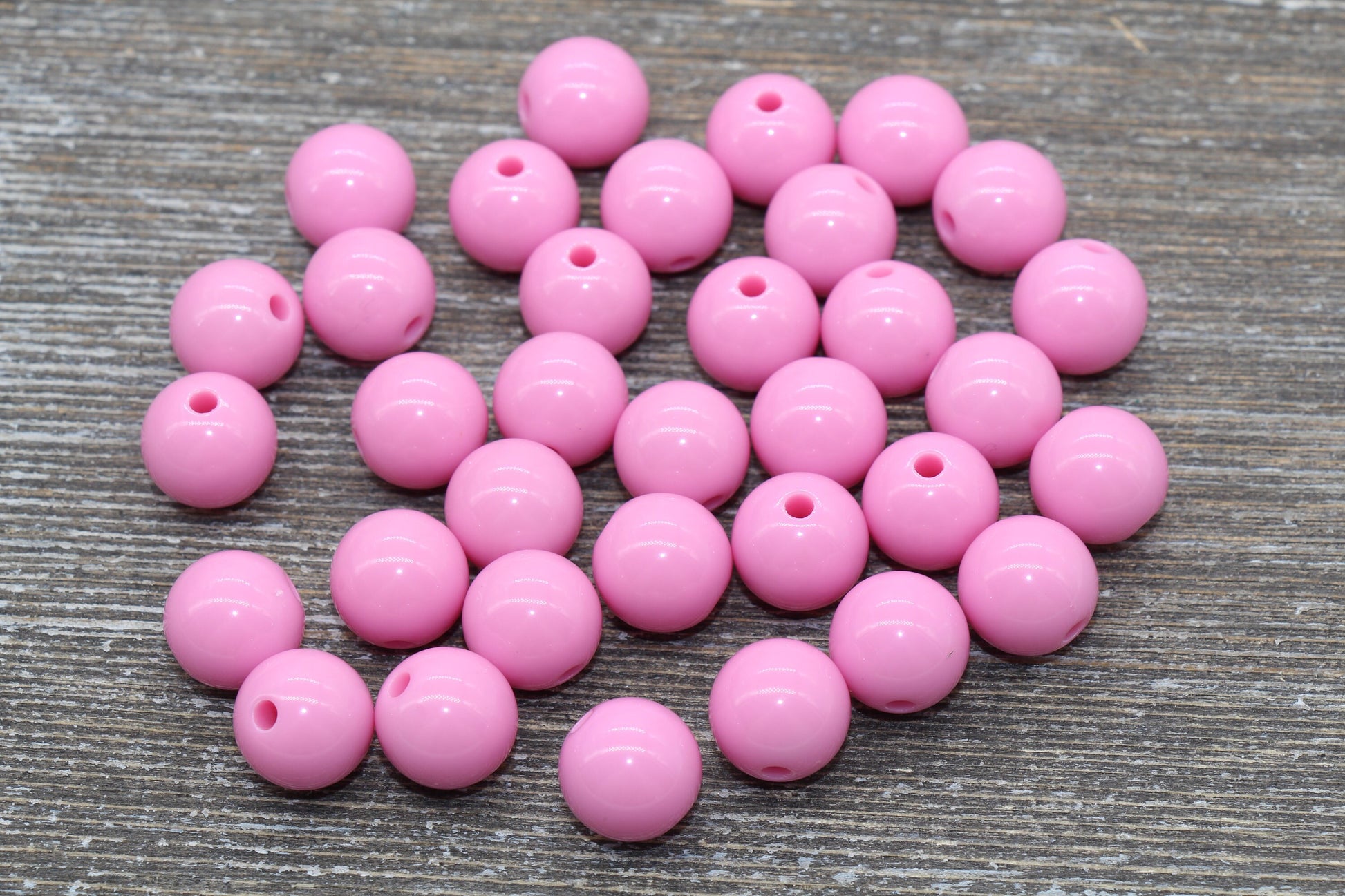 12mm Pink Gumball Beads, Round Acrylic Loose Beads, Bubblegum Beads, Chunky Beads, Smooth Plastic Round Beads #512