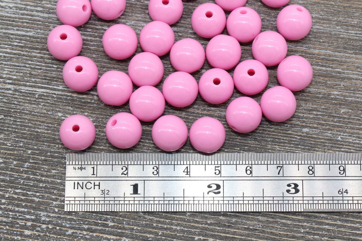 12mm Pink Gumball Beads, Round Acrylic Loose Beads, Bubblegum Beads, Chunky Beads, Smooth Plastic Round Beads #512