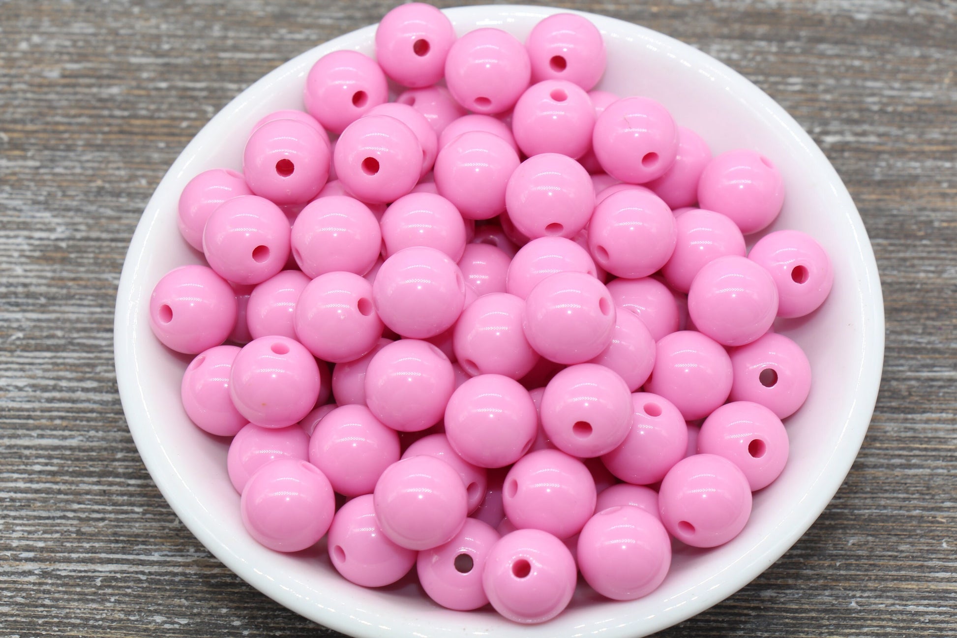 12mm Pink Gumball Beads, Round Acrylic Loose Beads, Bubblegum Beads, Chunky Beads, Smooth Plastic Round Beads #512