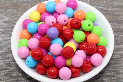 12mm Multicolored Gumball Beads, Round Acrylic Loose Beads, Bubblegum Beads, Chunky Beads, Smooth Round Beads #513