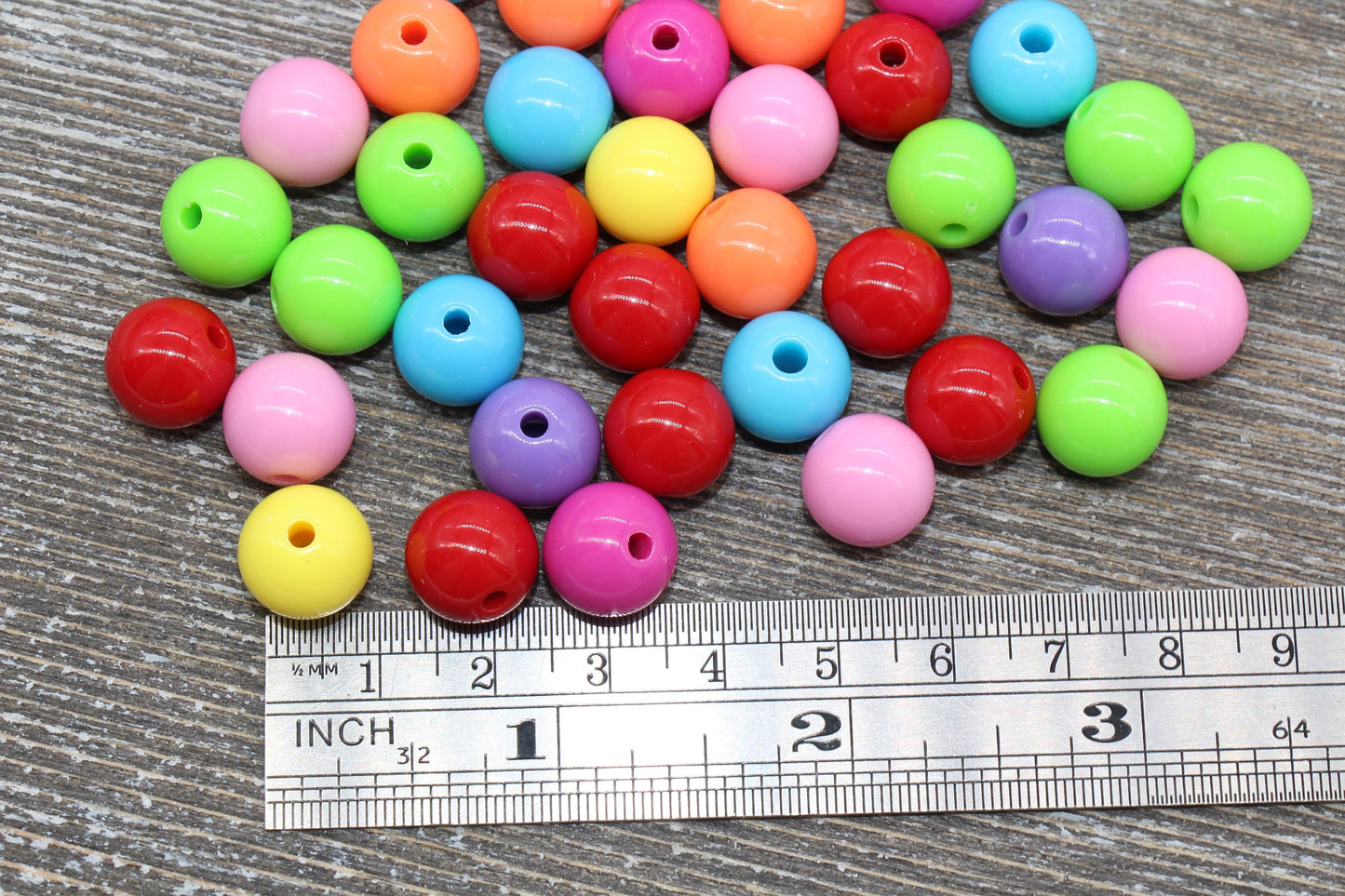 12mm Multicolored Gumball Beads, Round Acrylic Loose Beads, Bubblegum Beads, Chunky Beads, Smooth Round Beads #513