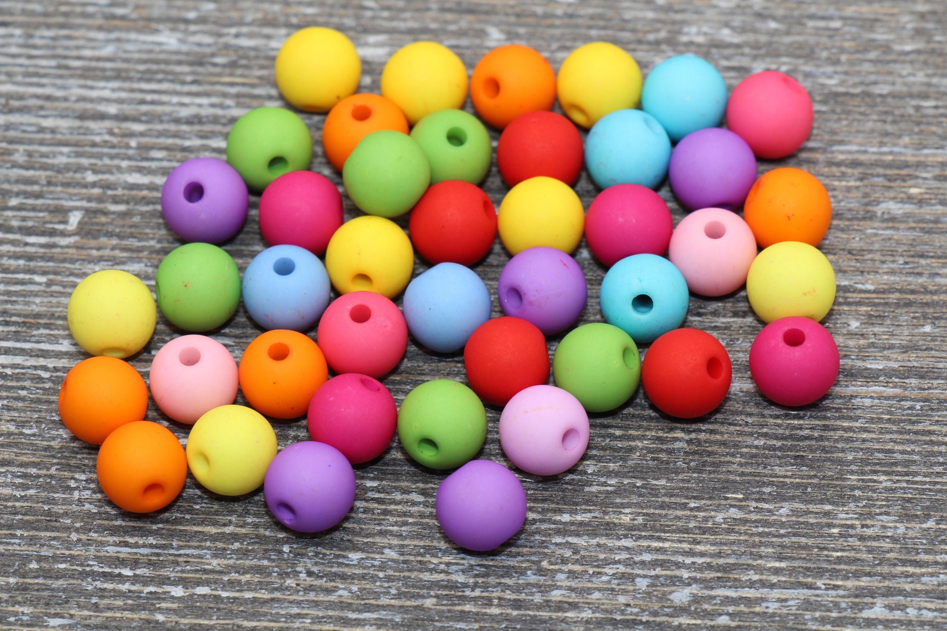 8mm Matte Multicolor Gumball Beads, Round Acrylic Loose Beads, Frosted Bubblegum Beads, Chunky Beads, Round Plastic Beads #373