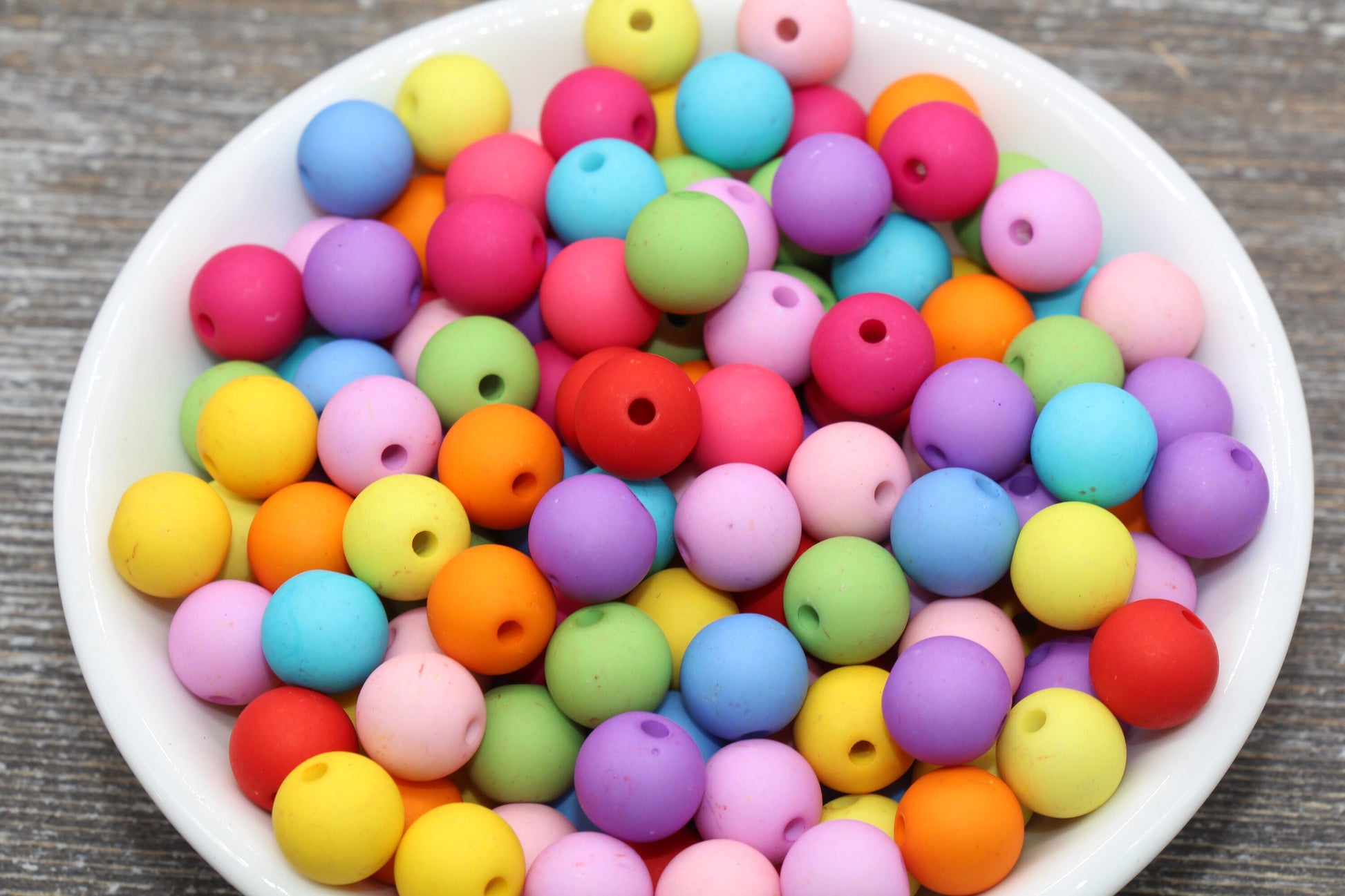 10mm Matte Multicolored Gumball Beads, Round Acrylic Loose Beads, Frosted Bubblegum Beads, Chunky Beads, Round Plastic Beads #374