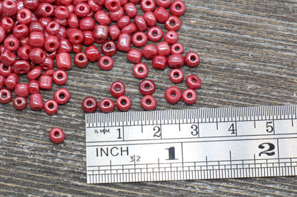 Glossy Glass Seed Beads, 4mm 6/0 Glass Round Seed Beads, Red Opaque Seed Beads, Rocailles Beads, Beading Supplies #1195