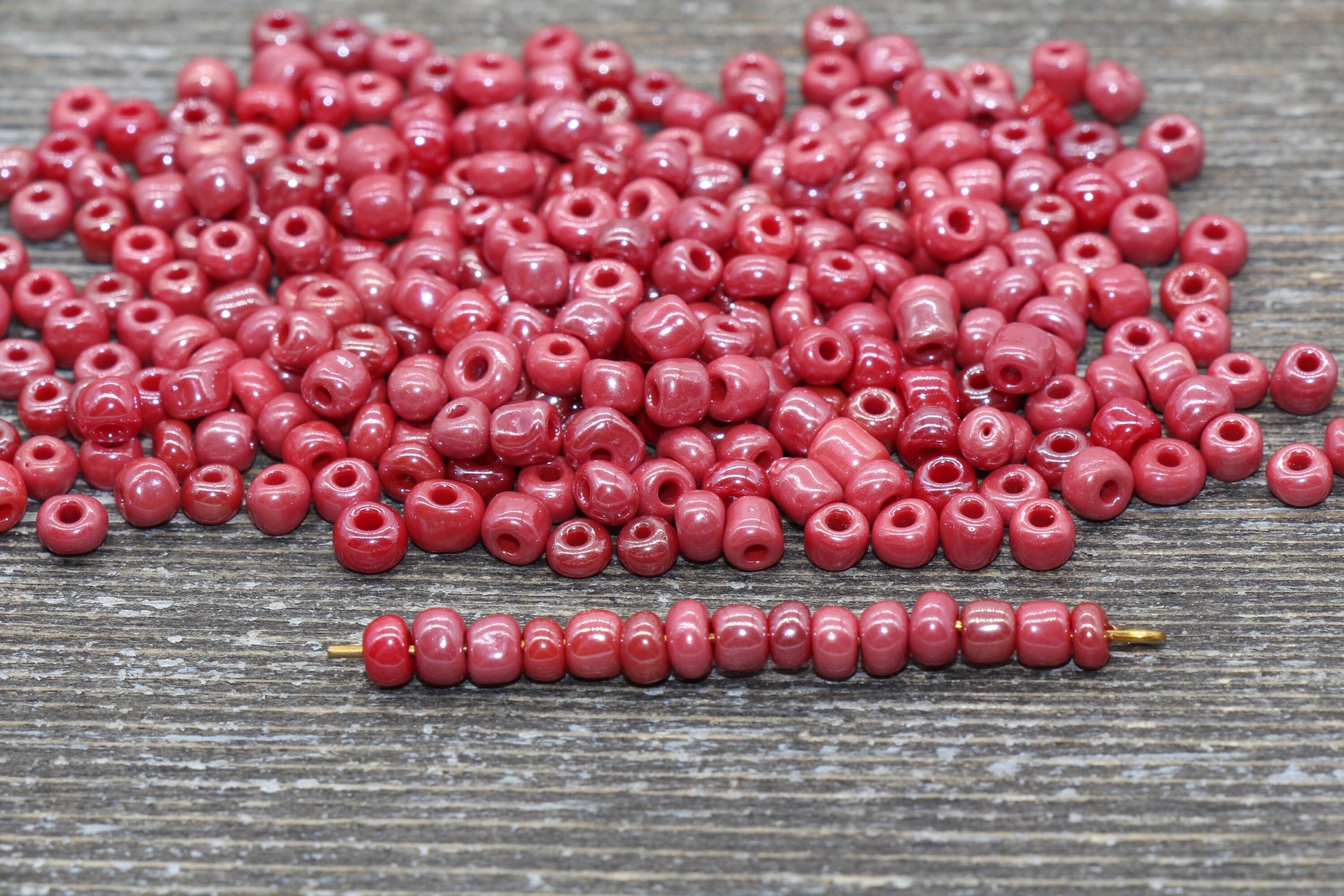 Glossy Glass Seed Beads, 4mm 6/0 Glass Round Seed Beads, Red Opaque Seed Beads, Rocailles Beads, Beading Supplies #1195