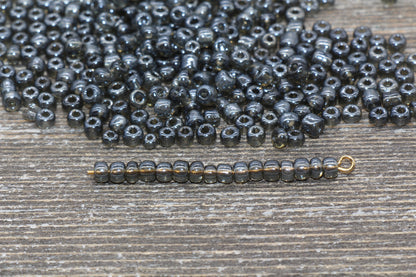 Glossy Transparent Glass Seed Beads, 4mm 6/0 Glass Round Seed Beads, Gray Trans Seed Beads, Rocailles Beads, Beading Supplies #1202