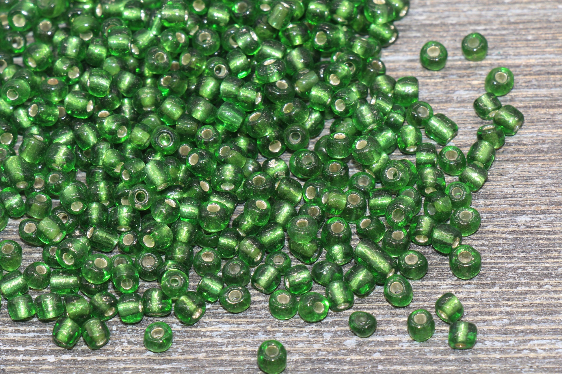 Transparent Glass Beads with Silver Lined, 4mm 6/0 Glass Round Beads, Green Trans Seed Beads, Rocailles Beads, Beading Supplies #1226