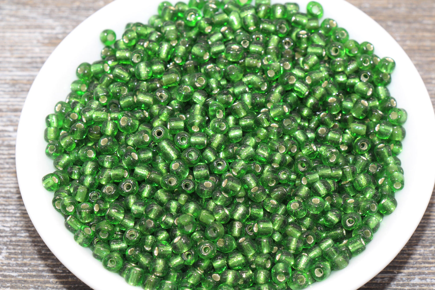 Transparent Glass Beads with Silver Lined, 4mm 6/0 Glass Round Beads, Green Trans Seed Beads, Rocailles Beads, Beading Supplies #1226